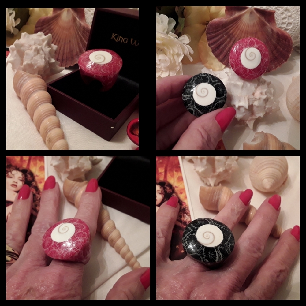 LARGE STATEMENT  ACRYLIC RING WITH SHIVA EYE INLAY